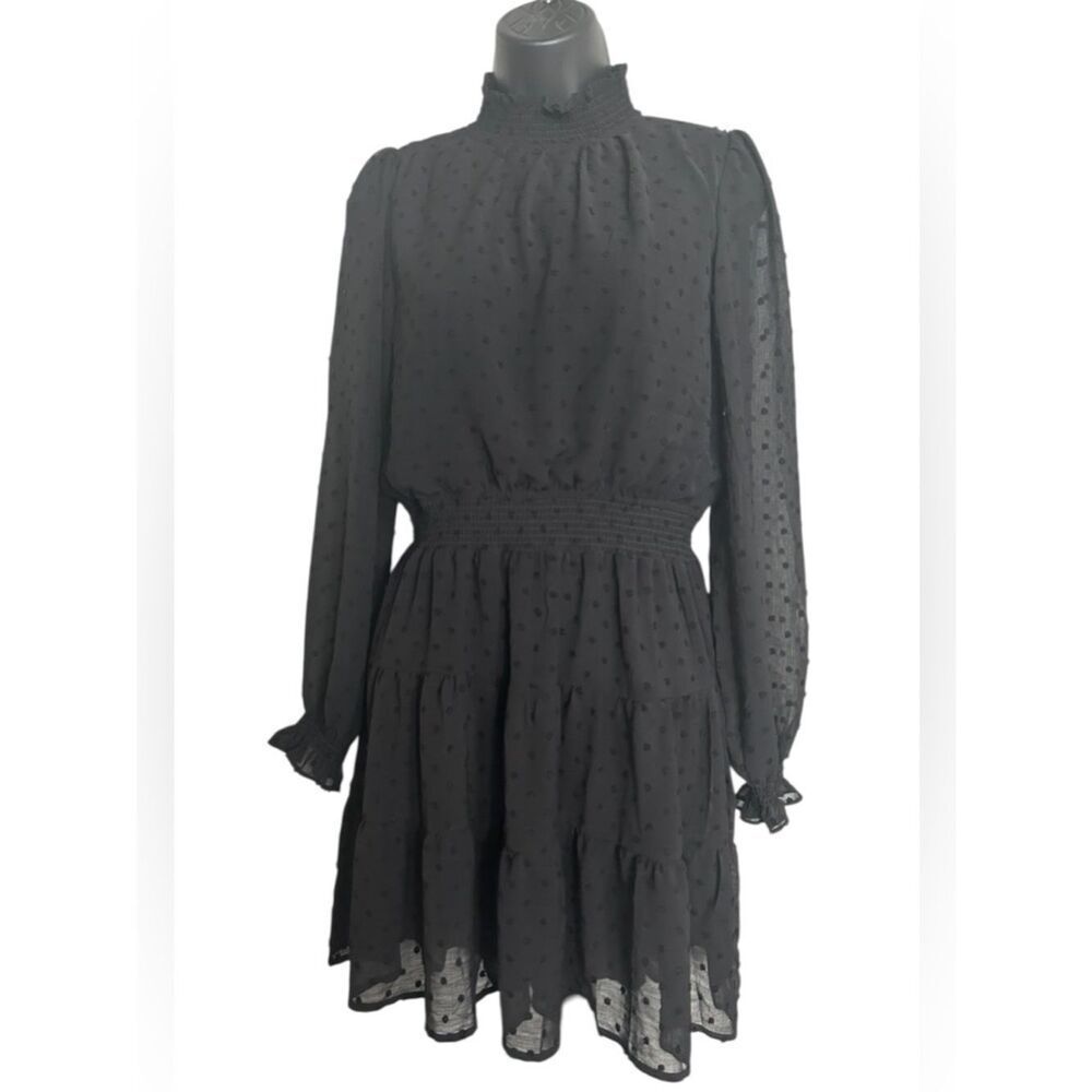 Sweet WandererBlack Swiss Dot Long Sleeve Dress - size Med